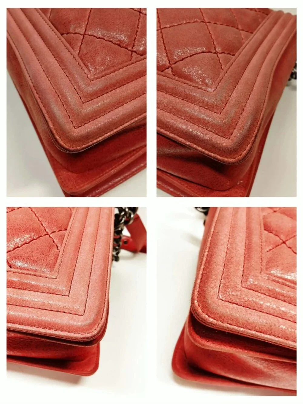 Authentic Chanel Boy Bag Coral Quilted Leather Shoulder Luxury Designer Bag - Picture 8 of 15